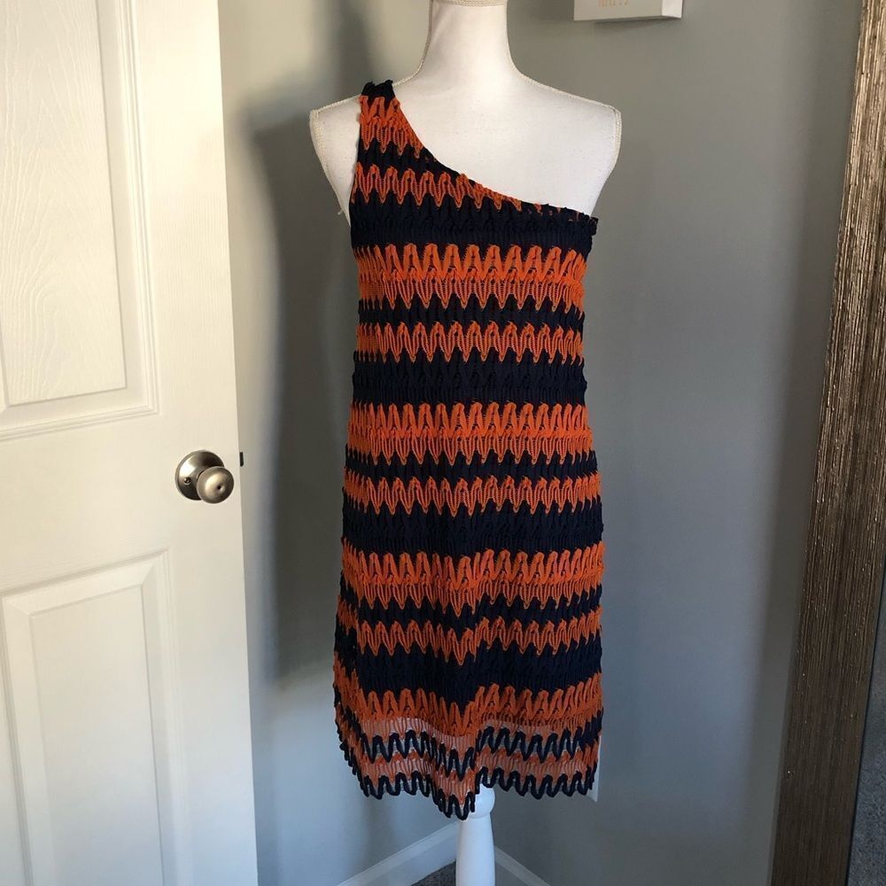 Judith March Navy & Orange Crochet Dress
